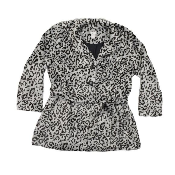 Chico's Plus Size 3 Multicolor Modacrylic Pea Coat Faux Fur Lined Cheetah - Picture 1 of 9